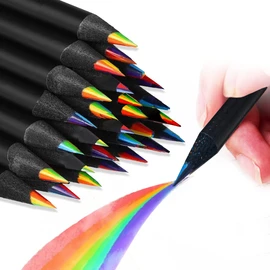Rimikuru Colorful Colored Pencils Set, 7 Colored Leads, B, Multi-Colored Pencils, Rainbow Pencils, 7 Colors, Rainbow, Cute (Set of 12)