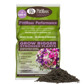 PittMoss Performance Eco-Friendly, Peat-Free Potting Mix, 2 Cubic Feet - Enhanced with Controlled Release Fertilizer for Gardens, Houseplants & More - Made in USA from Recycled Paper