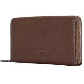 VON HEESEN Leather Wallet with RFID Protection - Wallet for Men and Women Made of Genuine Leather - Wallet with Coin Compartment - Wallet for Men and Women, dark brown, 1 main compartment