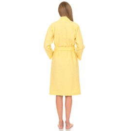 TowelSelections Womens Waffle Robe, Kimono Spa Bathrobe Soft Bath Robe for Women Small/Medium Lemon Meringue