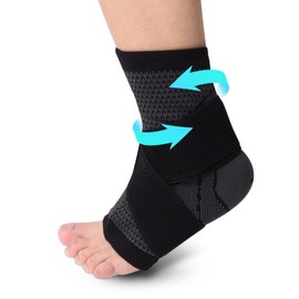 Tobillera Deportiva de Compresión, Ajustable, Transpirable, Soporte Ortopédico para Esguince, Fitness y Alivio de Dolor, Negro, Talla L, 1 Par