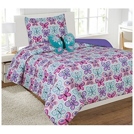 Fancy Linen Collection 3 PC Butterfly Purple Blue/Turquise Sheet set Twin Sheet Butterfly