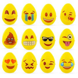 Set of 12 Facial Expressions Plastic Easter Eggs 2.25 Inches