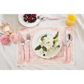 ANNOVA Silverware Set Stainless Steel Cutlery Color Handle With Rivet/Retro Flatware (Light Pink, 20 Pieces)