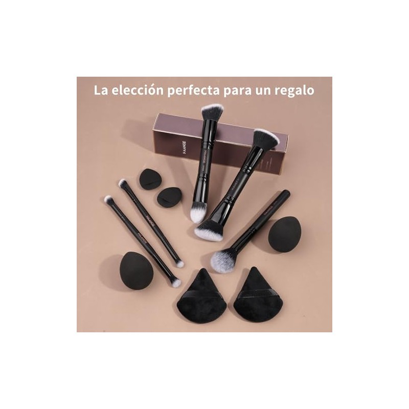 Maange 12pcs Brochas Maquillaje Doble Punta Esponjas Pulir Líquidos Cremas