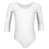 Aquarti Girls' 3/4 Sleeve Ballet Leotard, White