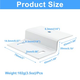 Unlorspy 12 Pcs White Z Bracket,3 x 1.69 x 0.79 inch Z-Shaped Corner Brace,Z Shape Furniture Support Bracket Fasten for Cabinet Chair Wood Shelf Fixing Timber Connector,Thickness 2mm (White)