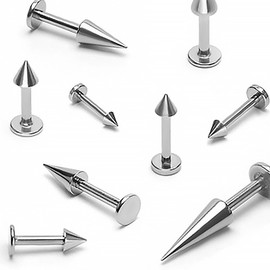 Autiga Labret Piercing Lip Piercing Bar Monroe Madonna Medusa Stud Rose Gold Spike Tip, Stainless Steel