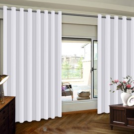 Turquoize Extra Wide Room Darkening White Curtains for Living Room Patio Sliding Door, Thermal Blackout Patio Door Grommet Room Divider, 1 Panel(100Wx96L Inches, Pure White)
