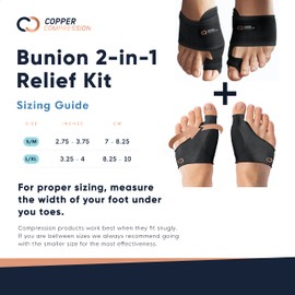Copper Compression Bunion Corrector & Bunion Relief Kit. 1 Pair of Bunion Cushions 1 Pair of Bunion Splint Correctors Orthopedic Brace for Women Men - Relief For Bunions, Feet (Large/XL)