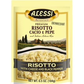 Alessi Autentico, Premium Seasoned Risotto, Italian Arborio Rice, Easy to Prepare, Cacio E Pepe 6.5 Ounce (Cheese & Pepper, Pack of 6)