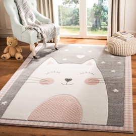 Safavieh Carousel Kids Collection CRK134P Cat Nursery Playroom Area Rug, 4' x 6', Pink / Grey