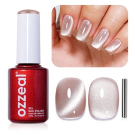 Cat Eye Gel Nail Polish, 0.5 Fl Oz Nude Magnetic Gel Nail Polish With Magnet UV LED Holographic Glitter Diamond Shimmer Sparkle DIY Manicure