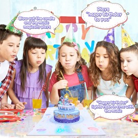3D Musical Birthday Card, Blowable LED Light Candle, 3D Birthday Popup Cards with DIY 0-9 Numbers, Blow Out Led Light Candle, and Play Birthday Music Flash Happy Birthday Lights for Kids Men and Women