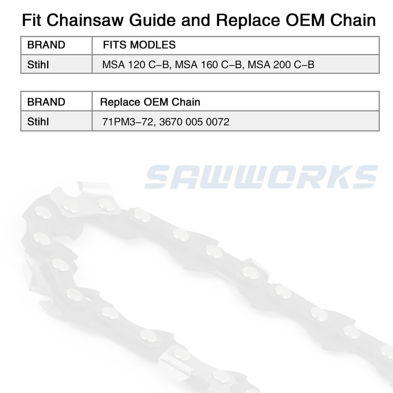 3-Pack Stihl 14 Inch Pole Saw Chain, 1/4" Pitch .043"