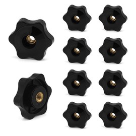 JJWNMLL 10PCS Clamping Screw Knob Star M5-outer diameter 32 thumb Bolts Thread Replacement Star Hand Knob Tightening, Black Grip