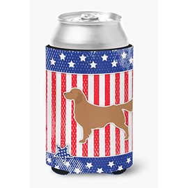 Caroline's Treasures BB3304CC USA Patriotic Golden Retriever Can or Bottle Hugger Cooler Washable Drink Sleeve Collapsible Beverage Insulated Holder, Can Hugger, Multicolor