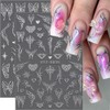 4 Sheets Y2K Butterfly Nail Stickers, Chrome Silver Metal Butterflies