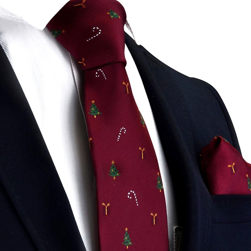 SzonMcnl Christmas Ties for Men Pattern Woven Party Christmas Tie