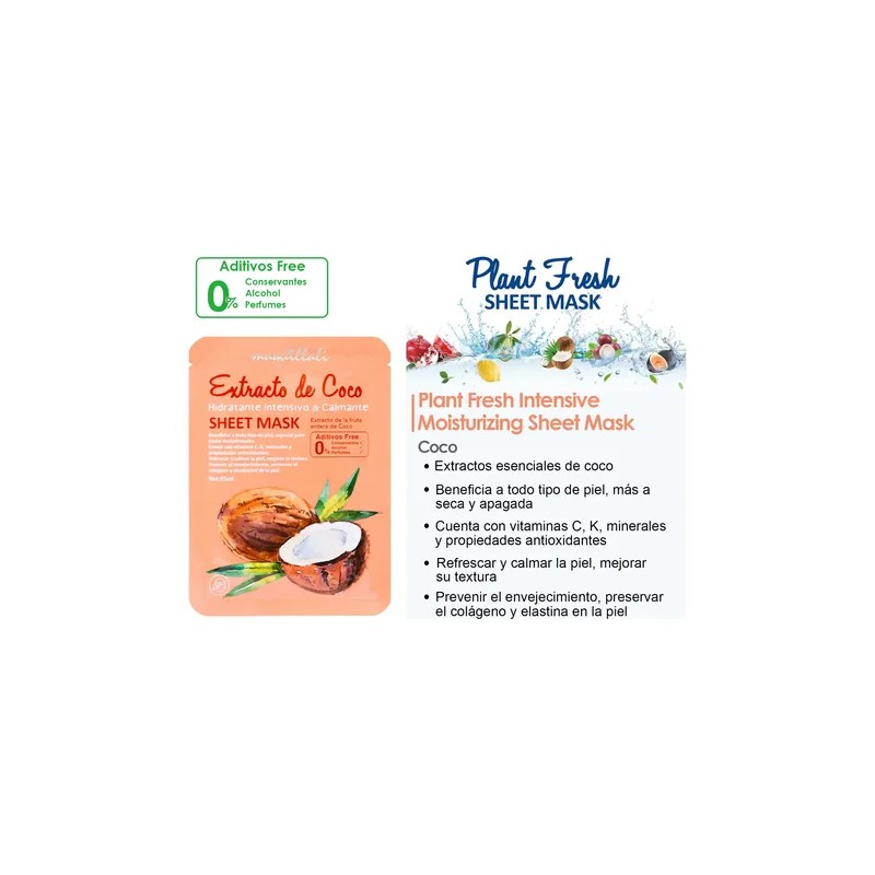 8 Mascarillas Faciales, Serum De Natural De Fruta, 0 Aditivo