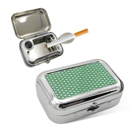 Yourkar Portable Ashtrays, Stainless Steel Carry-on Mini Ashtray with Windproof Lid, Portable Waterproof Creative Pocket Ashtray for Outdoor Cars, Universal Car Accessories (Green)