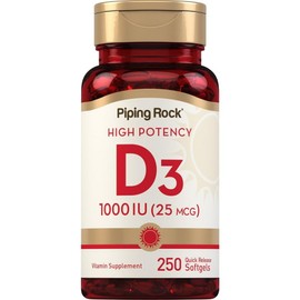 Piping Lock Vitamin D3 1000IU (25mcg) softgel, 250 tablets, 1 piece / 파이핑락 비타민 D3 1000IU (25mcg) 소프트젤, 250정, 1개