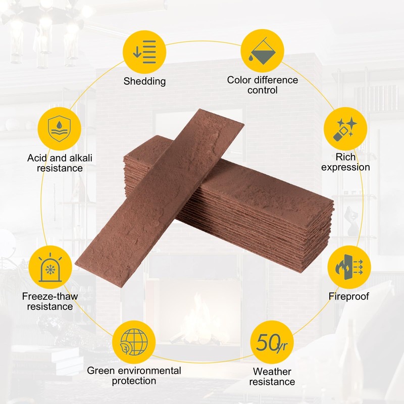 Zoeteoz 4 Pcs Faux Brick Dimensional Wall Panel, 8.54'' X