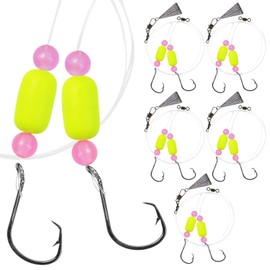 CWSDXM Pompano Rigs for Surf Fishing Saltwater Floats Catfishing Pompano Fishing Rigs with Double Circle Hooks and Pyramid Sinker 5pcs