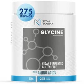 NOVA PHARMA (&DESIGN) Nova Pharma - 100% Pure Organic Glycine with Amino Acids – Muscle Growth & Sleep Support – Vegan Glycine Powder – Natural Brain Booster – Liver Health Supplement - GMP Certified (275 servings)