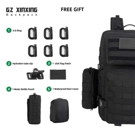 GZ XINXING 3 Day Assault Pack Military Tactical Army Molle Rucksack Backpack Bug Out Bag Hiking Daypack For Hunting Camping Hiking Traveling (Black1)