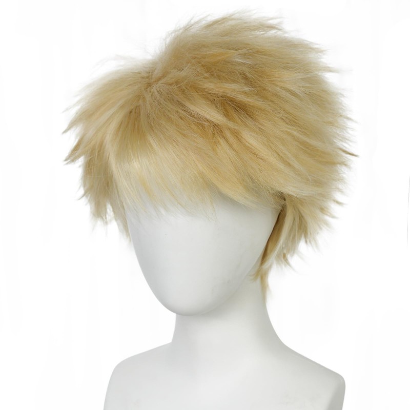 Short Blonde Wig Men Blonde Cosplay Wigs with Bangs Anime