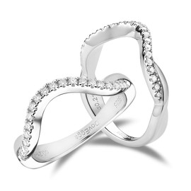 DovEggs 0.21CTW GHI Color Heart Arrows Moissanite Infinity Twisted Vine Simulated Half Eternity Wedding Band 14k Gold QUALITY Sterling Silver Engagement Ring for Women (Wedding Band Only, 4.5)