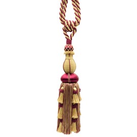 DÉCOPRO Large Elegant Curtain & Drapery Tassel Tieback, Tassel Length 12"" (30.5cm), 30"" Spread (76cm) # TBAX12, Burgundy Gold Red #1253 (Carmine Red, Yellow Gold, Dark Red) Sold Individually