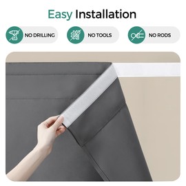 Sinotalent Portable Blackout Curtain, No Drill Window Curtain Panels, Easy Install Blackout Window Cover, Bathroom Curtains, Light Blocking Curtains (Gray, 35" W x 63" L(Pack of 2))