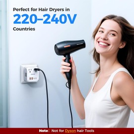 Upgraded 2000W Voltage Converter US to Europe for Hair Dryer - 220V to 110V Converter for European Travel, Power Converter Adapter Combo with 2 PD/QC & UK/AU/US/IT/European Travel Plug Adapters