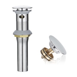 Greenspring Bathroom Sink Drain with Overflow Vessel Vanity Pop Up Drain Assembly Stopper Lavatory Commercial Bath Brass Fits Bathroom Standard Sink Hole 1-1/2" to 1-3/4" Chrome Finish, P07C