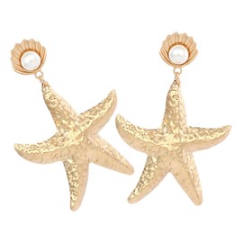 Healvian 1 Pair Gold Alloy Pearl Statement Earrings for Women Unique Fashion Jewelry for Birthdays Year Lightweight and Comfortable Design