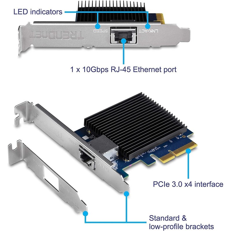 TRENDnet TEG-10GECTX 10 Gigabit PCIe Network Adapter, PCI Express 2.0