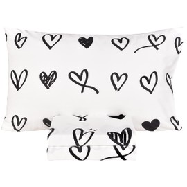 Scientific Sleep Love Bright Teen Boys Girls 100% Cotton 3 Pcs Twin Bed Sheet Set, Flat Sheet & Fitted Sheet & Pillowcase Kids Bedding Set (White, Twin)