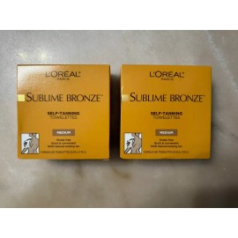 L'Oréal 2 Loreal Sulime Bronze Self Tanning Towelettes Medium 6 Pack lot of 2 boxes 12