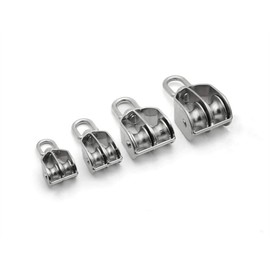 Pulley Block, M32 Double Swivel Pulley Roller, 3Pcs Stainless Steel Pulley Rigging for Lifting Rope Lifter Ship Yacht