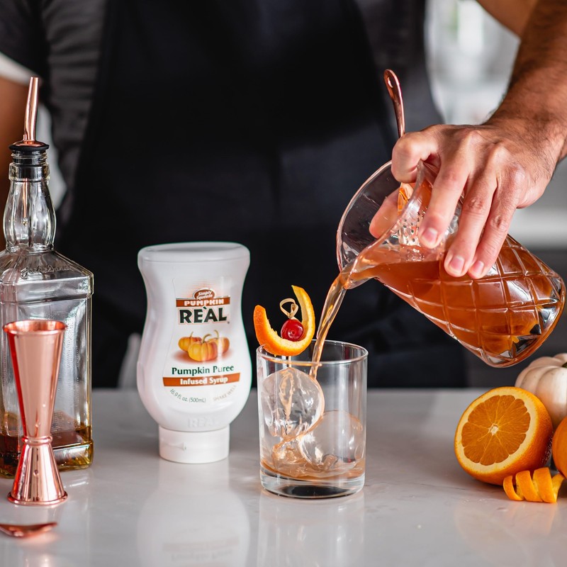 Pumpkin Reàl Infused Exotics, Pumpkin Spice Puree Infused Syrup, 16.9