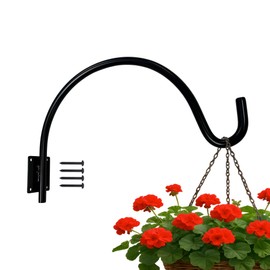 Erva Heavy Duty Steel Wall Hanger, 80 lbs Capacity, 12 inch Reach, Plant Hanger for Flower Baskets, Wind Chimes, Bird Feeders - Made in USA