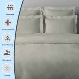 Pizuna Luxurios Cotton Pillow Cases 2 Pack Silver 50x75cm, 1000 Thread Count Long Staple Combed Cotton Thick Pillow Cover, Soft Sateen Oxford Pillow Cases (100% Cotton Pillowcase Pack of 2)