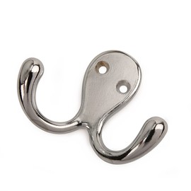 HASWARE 6 PCS Double Prong Robe Hook, Dual Coat Hooks with 12 Pieces Screws Wall Mounted Hooks Robe Hooks Hangers Heavy Duty for Hanging Hat Tie Clothes Coats Towel Keys for Bedroom Bathroom (Chrome)