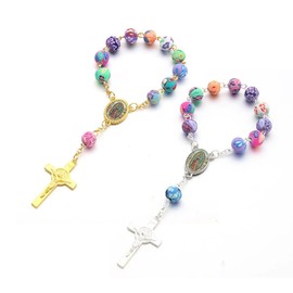 VYIBPDY Pack of 2 Cross for Car, Rosary Car, Catholic Bracelet, for Birthdays, Confirmations, Communions, Christenings, Parties, s
