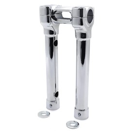 XKMT- CNC Chrome 10" Riser 1.25" Handlebar Top Clamp Compatible with H-D Touring Softail Dyna [P/N: TGHD-HBS026B-IV-CD]