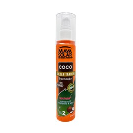 Maya Solar Aceite Bronceador de Coco FPS 2 | 100% Ecológico y Biodegradable | Apto para Ecoparques (Xcaret) | Bronceado Rápido y Natural | No Grasoso y Aroma Tropical
