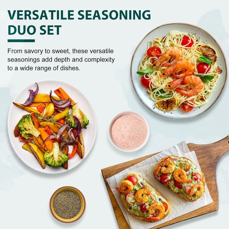 Soeos Himalayan Pink Salt Fine 39 oz + Ground Black