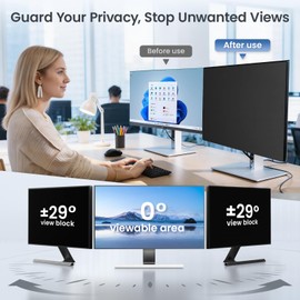 PJOVORY Magnetic Privacy Screen for 24 Inch Monitor 16:9 Aspect Ratio, Removable Anti Blue Light Filter with Eye Protection,Hanging Anti-Spy Protector for Flat Desktop Computers
